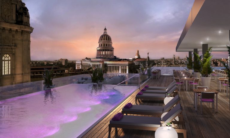 Rooftop pool view at Gran Hotel La Manzana Kempinski Havana