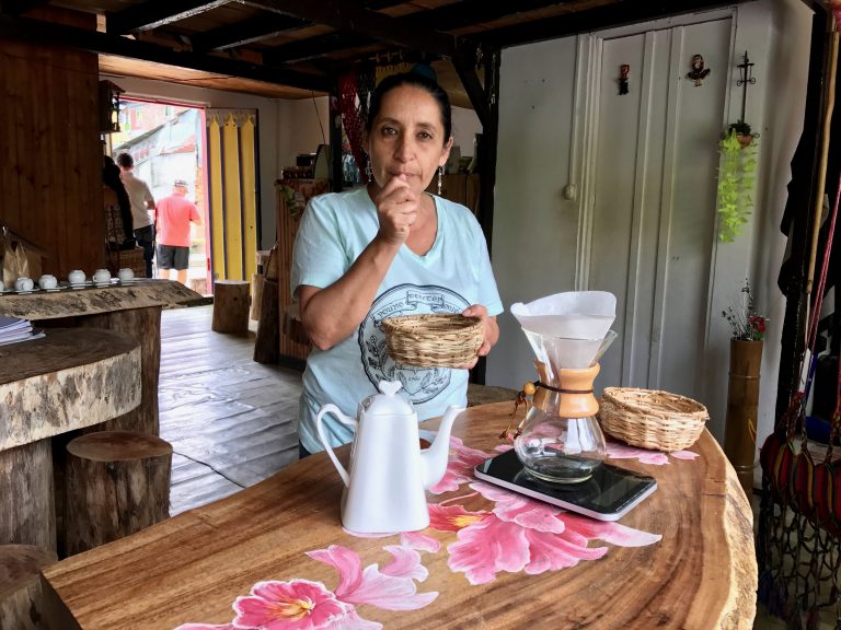 Single origin coffee shop owner in Pijao, Colombia
